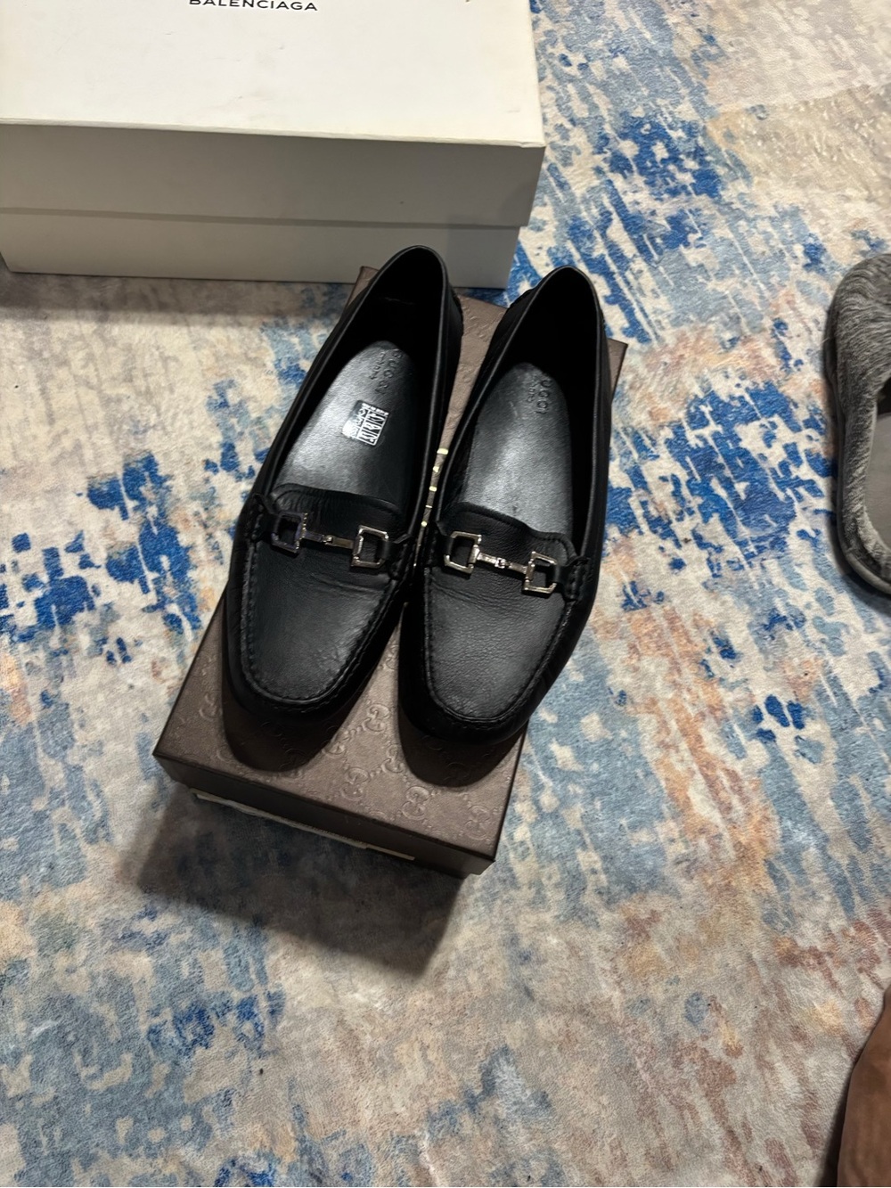 Gucci Black Leather Horsebit Moccasins